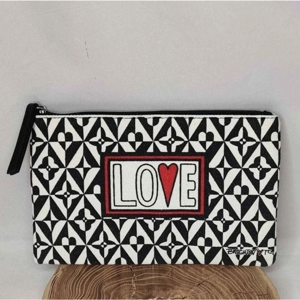 Brighton Love Makeup Cosmetic Bag Black And White Canvas Valentine's‎ Day